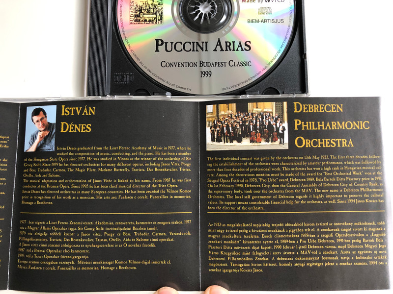 Julia Kukely - Puccini Arias / Debrecen Philharmonic Orchestra, Conducted by Istvan Denes / Convention Budapest Classic Audio CD 1999 / CBP 004