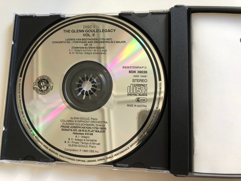 The Glenn Gould Legacy, Vol. 2 / Haydn, Beethoven, Mozart / CBS Masterworks ‎3x Audio CD 1985 Stereo / M3K 39036