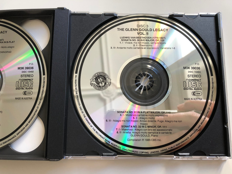 The Glenn Gould Legacy, Vol. 2 / Haydn, Beethoven, Mozart / CBS Masterworks ‎3x Audio CD 1985 Stereo / M3K 39036