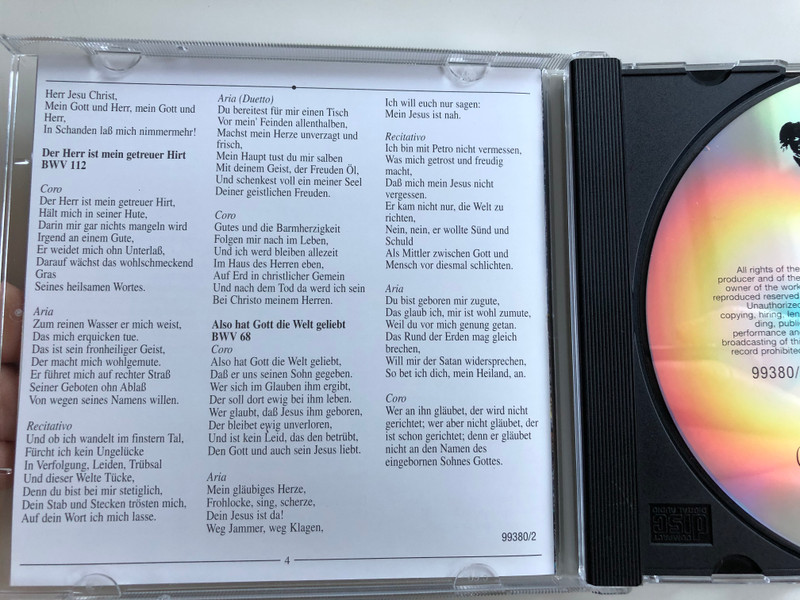 Bach Edition / Cantatas=Kantaten / Bringet Dem Herrn Ehre Seines Namens BWV 148, Ich Liebe Den Höchsten Von Ganzem Gemüte BWV 174, Der Herr Ist Mein Getreuer Hirt BWV 112, Also Hat Gott Die Welt Geliebt / Brilliant Classics ‎Audio CD / 99380/2