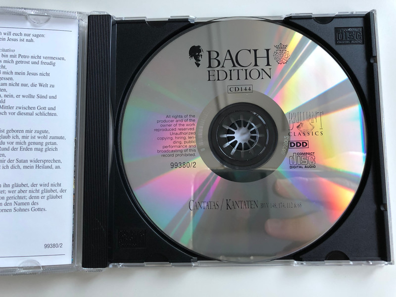 Bach Edition / Cantatas=Kantaten / Bringet Dem Herrn Ehre Seines Namens BWV 148, Ich Liebe Den Höchsten Von Ganzem Gemüte BWV 174, Der Herr Ist Mein Getreuer Hirt BWV 112, Also Hat Gott Die Welt Geliebt / Brilliant Classics ‎Audio CD / 99380/2