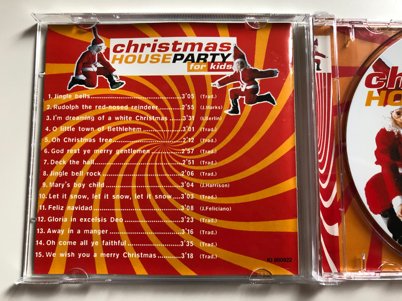 Christmas Houseparty for kids / Words Included / Let It Snow, Let It Snow, Rudolph The Red-nosed reindeer, Away in a manger, Jingle Bells, We Wish You A Merry Christmas / Disky Audio CD 1997 / KI 880922
