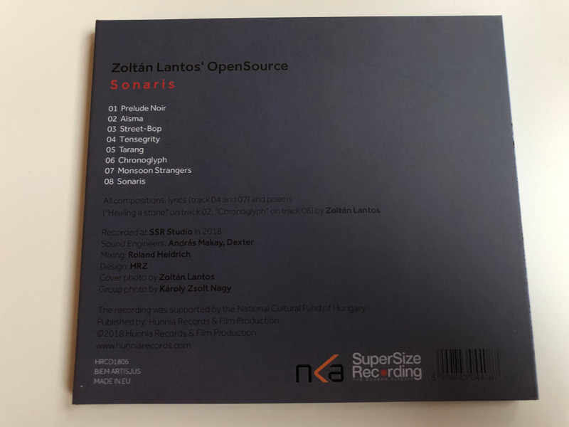 Zoltán Lantos' Opensource ‎– Sonaris / Hunnia Records & Film Production ‎Audio CD 2018 / HRCD1806