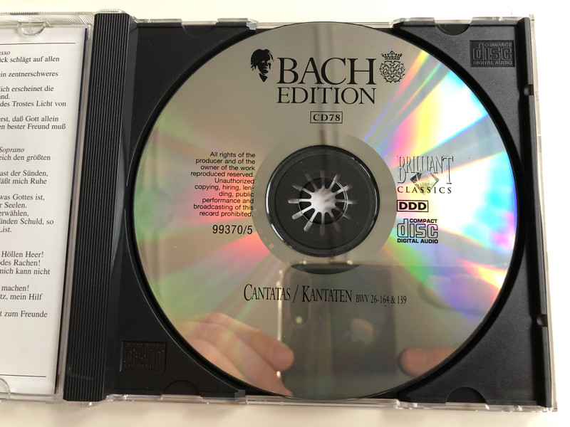 Bach Edition / Cantatas=Kantaten / Ach Wie Flüchtig, Ach Wie nichtig BWV 26, Ihr, Die Ihr Euch Von Christo Nennet BWV 164, Wohl Dem, Der Sich Auf Seinen Gott BWV 139 / Brilliant Classics ‎Audio CD / 99370/5