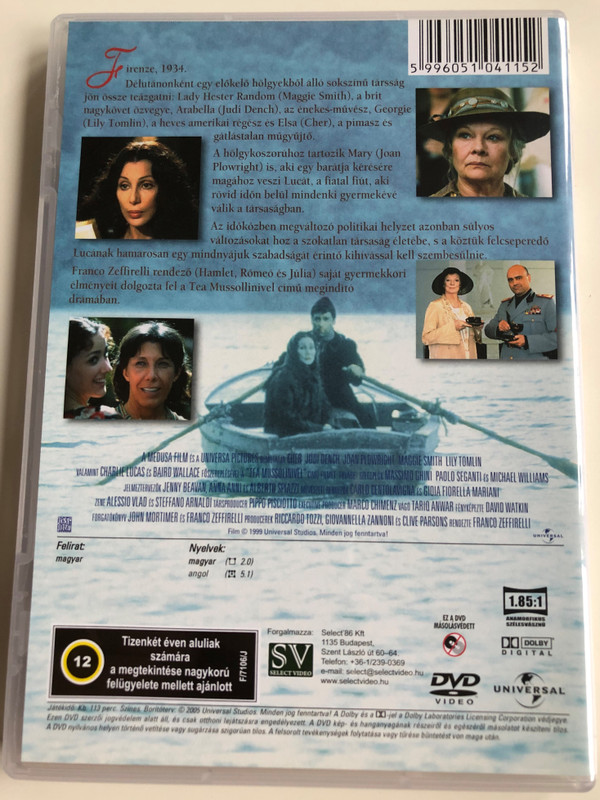 Tea with Mussolini DVD 1998 Tea Mussolinivel / Directed by Franco Zeffirelli / Starring: Cher, Judi Dench, Joan Plowright, Maggie Smith, Lily Tomlin (5996051041152)
