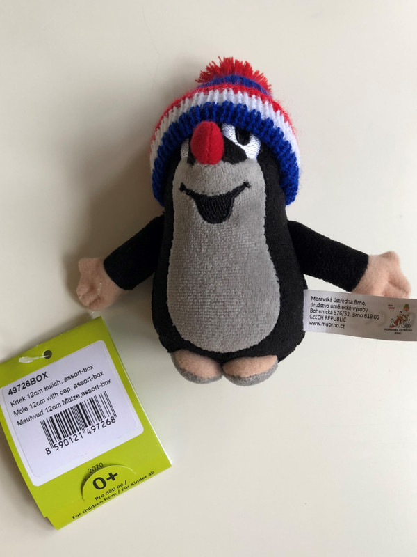 Krtek 12 cm with cap - The Little mole and his friends - assort box / Krtek a kamarádi - Krtek 12 cm kulich - Maulwurf und Freunde / Kisvakond és barátai - Sapkćs kisvakond / Krteček / Age 0+ / The Most favourite Czech animated character (8590121497022-)