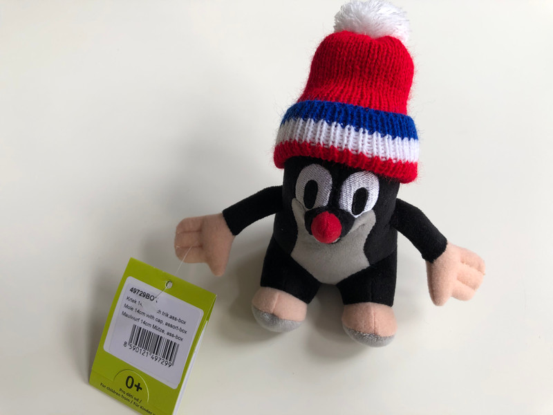 Little Mole - Krtek 14 cm plush toy - with hat - Krtek 14cm kulich trik. / Der kleine Maulwurf Mütze / Kisvakond - Sapkás kisvakond, 14cm / Krteček / Age 0+