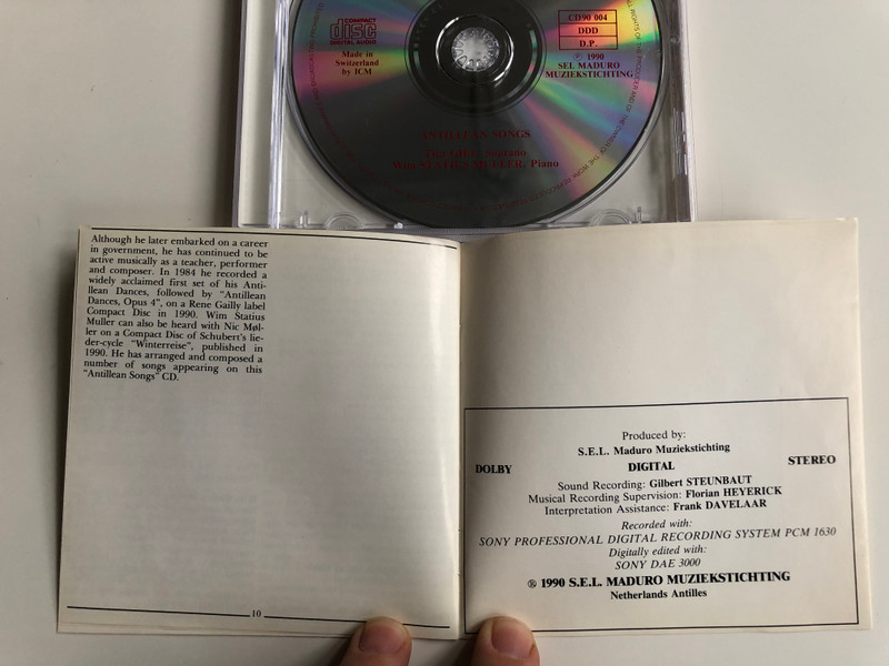 Antillean Songs - Tica Giel (soprano), Wim Statius Muller ‎(piano) / M Audio CD 1990 / CD 90 004