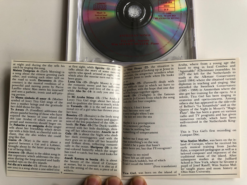 Antillean Songs - Tica Giel (soprano), Wim Statius Muller ‎(piano) / M Audio CD 1990 / CD 90 004