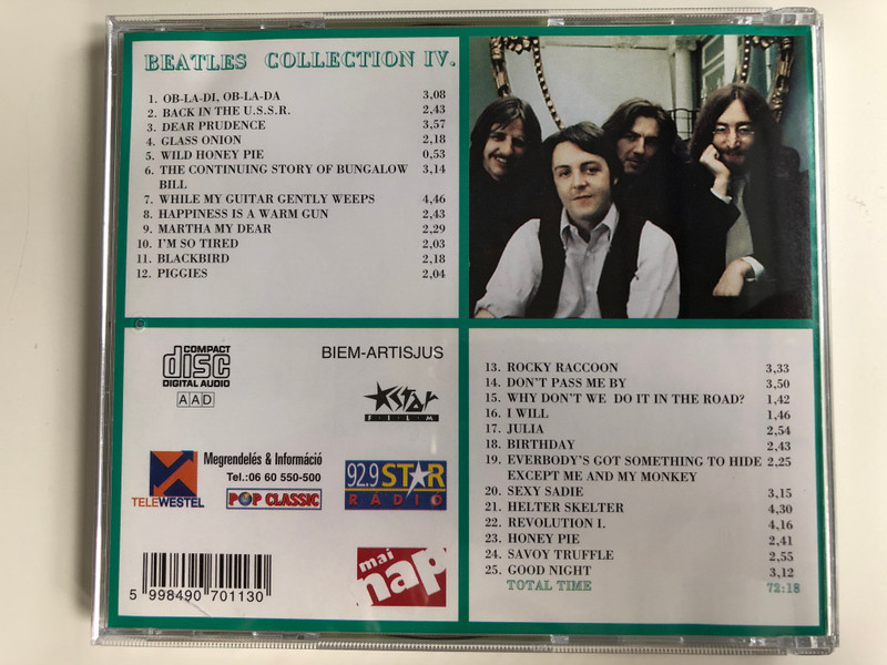 The Beatles ‎– Collection IV. / Total Time 72:18 / Pop Classic / Euroton Audio CD / EUCD-0113