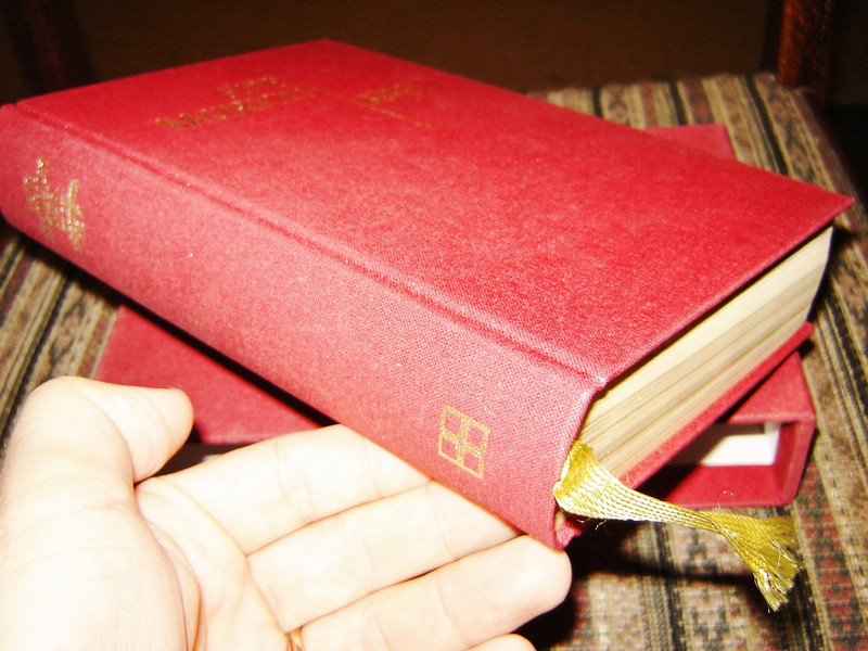 German Bible for the Family / Sparkly Burgundy Linenbound Luxury Cover, with Gold edges and protective box