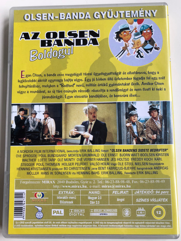 Olsen Bandes sidste bedrifter DVD 1974 Az Olsen banda boldogul / Directed by Erik Balling / Starring: Ove Sprogøe, Morten Grunwald, Poul Bundgaard, Kirsten Walther / The Last Exploits of the Olsen Gang (5999883047514)