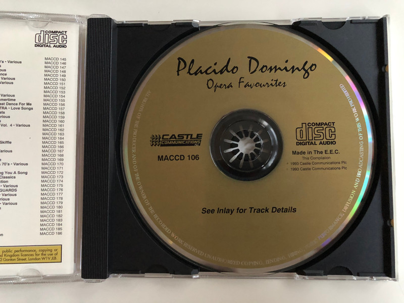 Placido Domingo ‎– Opera Favourites - Archive Recordings / Unforgettable Classics ‎Audio CD 1993 / MACCD 106