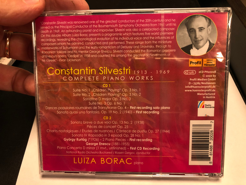 Constantin Silvestri – Complete Piano Works - Luiza Borac ‎/ Profil Edition Günter Hänssler ‎2x Audio CD 2020 / PH20028