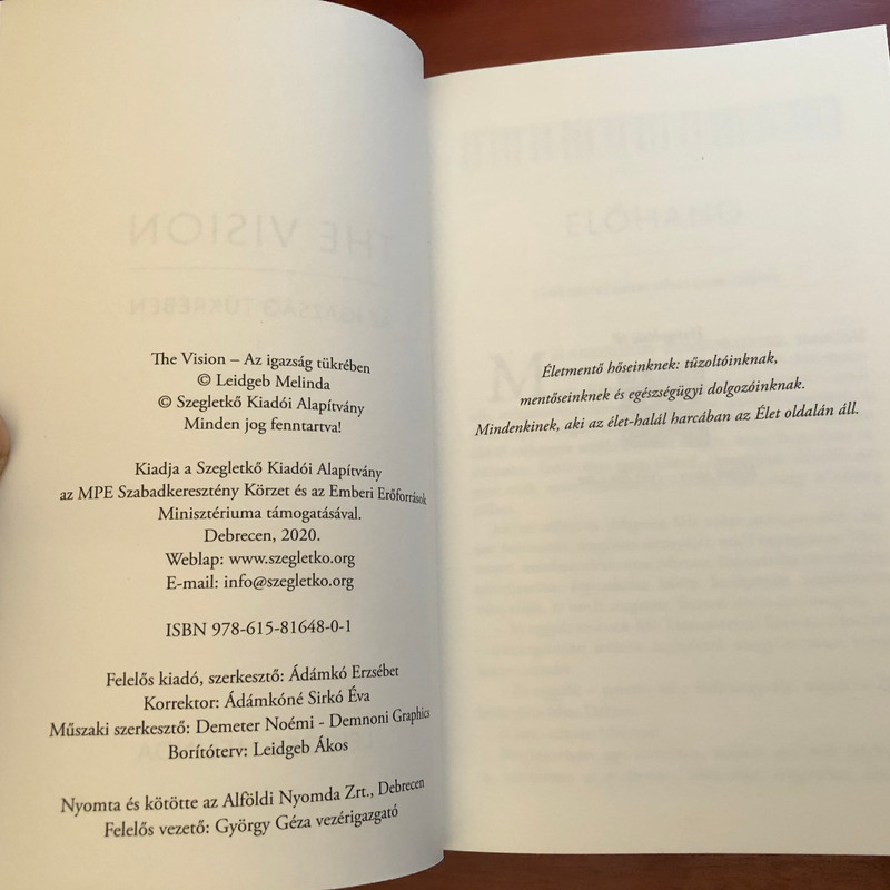 The Vision - Az igazság tükrében by Leidgeb Melinda / Szegletkő Kiadói Alapítvány 2020/ Paperback (9786158164801)