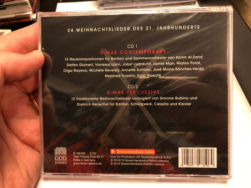 X-Mas - Contemporary (Detrich Henschel ensemble unitedberlin, Vladimir Jurowski), Percussive (Detrich Henschel, Simone Rubino) / Farao Classics 2x Audio CD 2019 Stereo / B 108106