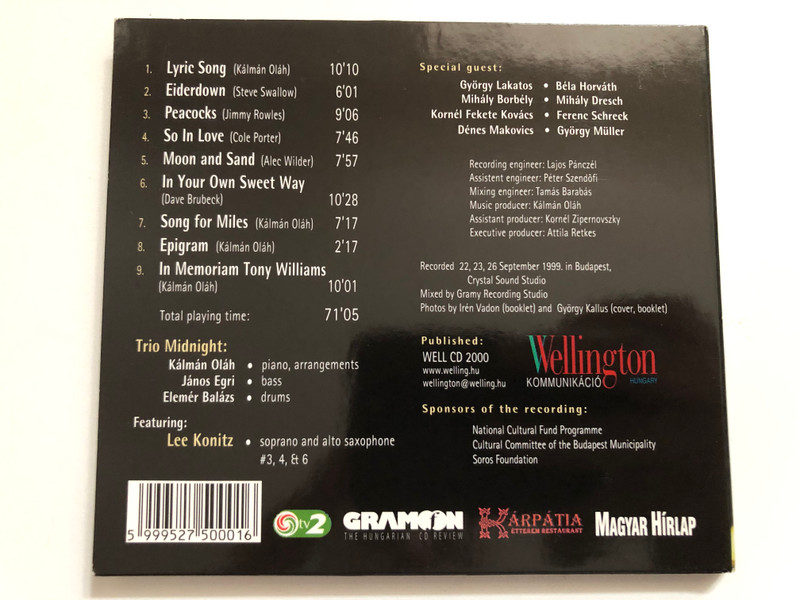 Trio Midnight Featuring Lee Konitz – On Track (Jazz CD Album) (5999527500016)