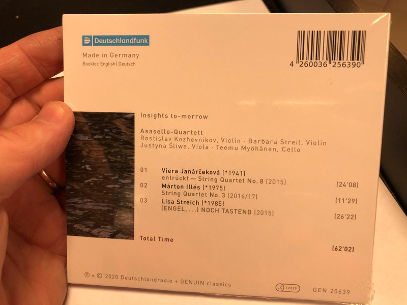 Insights to-morrow / Works by Viera Janarčekova, Marton Illes and Lisa Streich / Asasello-Quartett / Geniun Classics Audio CD  2020 / GEN 20639
