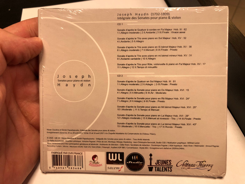 Marie-Claudine et Dimitri - Papadopoulos / Joseph Haydn: Sonates pour piano et violon / Les Belles Ecouteuses 2x Audio CD 2018 / LBE20