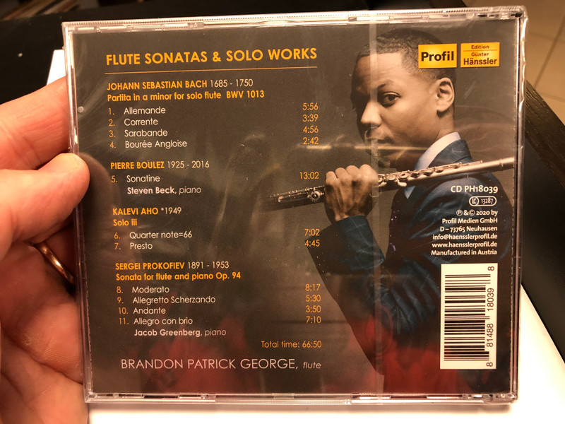Flute Sonatas & Solo Works - Bach, Boulez, Aho, Prokofiev - Brandon Patrick George / Steven Beck & Jacob Greenberg - piano / Profil Medien Audio CD 2020 / PH18039