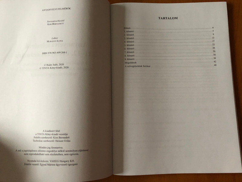 Anyanyelvi felmérők a 11-12. évfolyam számára by Raátz Judit / 9 feladatsor a helyesírás, a nyelvtani elemzés, a szövegértés és a szövegalkotás területéről megoldásokkal / Tinta könyvkiadó / Hungarian language grammar tests with solutions (9789634092681)