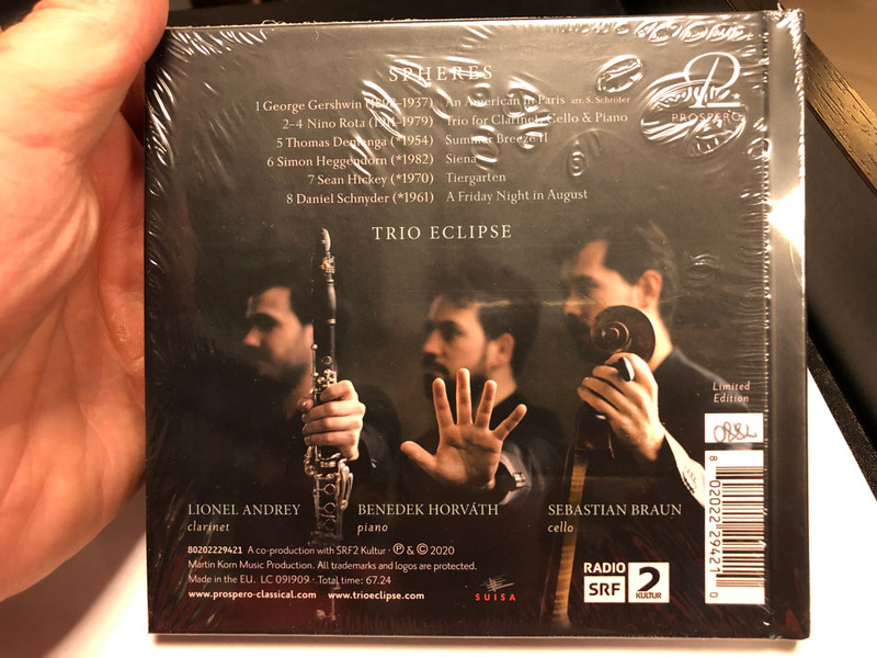 Spheres - Trio Eclipse / Gershwin, Rota, Demenga, Heggendorn, Hickey, Schnyder / Prospero Classical Audio CD 2020 / 802022294210