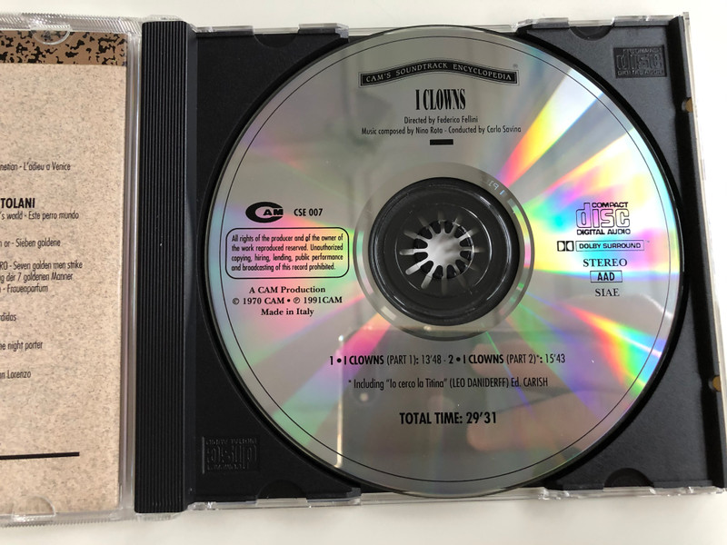 Cam's Soundtrack Encyclopedia / Il Bidone / Directed by Federico Fellini, Music Composed by Nino Rota ‎/ CAM ‎Audio CD 1991 Stereo / CSE 004 8012355010070