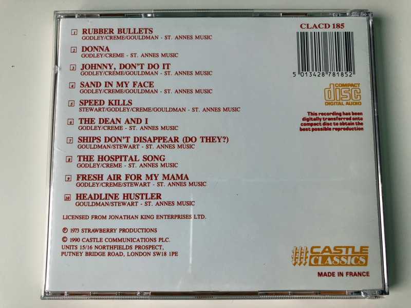 10cc / Castle Classics ‎Audio CD 1990 / CLACD 185