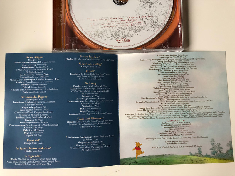 Micimackó (Winnie The Pooh) CD Disney Hungarian Soundtrack / Eredeti dalszoveg: Kristen Anderson-Lopez es Robert Lopez / Eredeti Zene: Henry Jackman / Az eredeti dal eloadoja: Zooey Deschanel / Walt Disney Records Audio CD 2011 
