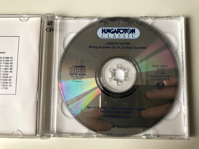 Joseph Haydn - ''Erdody Quartets'' Op. 76 - Tatrai Quartet / Hungaroton Classic 2x Audio CD 1994 Stereo / HCD 12812-13