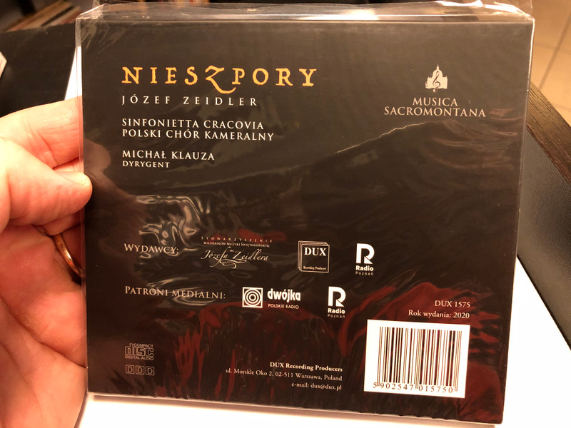 Nieszpory - Jozef Zeidler / Sinfonietta Cracovia Polski Chor Kameralny / Michal Klauza - dyrygent / DUX Recording Audio CD 2020 / DUX 1575