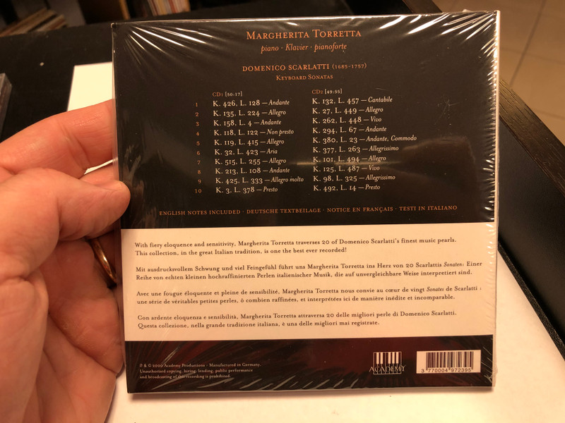 Margherita Torretta - Scarlatti - 20 Sonatas / Academy Productions 2x Audio CD 2020 / 3770004972395