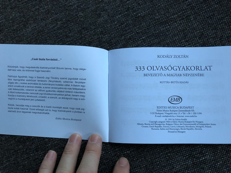 Kodály Zoltán: 333 olvasógyakorlat - Bevezető a magyar népzenébe / 333 Elementary Exercises in Sight-Singing / Kottás-betűs kiadás / Editio Musica Budapest 2020 - Z. 3741 (9790080037416)