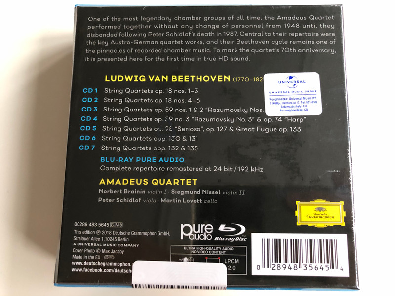 Amadeus Quartet - Beethoven - The String Quartets / Deutsche Grammophon 7x Audio CD 2018 / 00289 483 5645