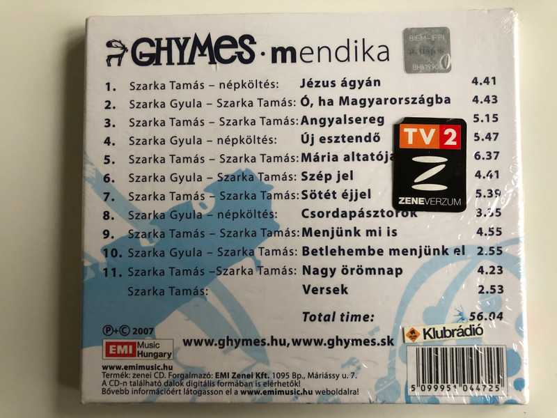 Ghymes ‎– Mendika / Kozremukodik: Torocsik Mari / Arena Koncert, 2007. December 26. / EMI Music (Hungary) ‎Audio CD 2007 / 510447 2