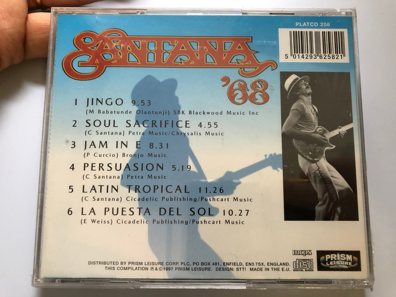 Santana '68 / A priviledged studio view of the band's early days / Including: Jingo, Soul Sacrifice, Latin Tropical and Persuasion / Prism Leisure ‎Audio CD 1997 / PLATCD 258