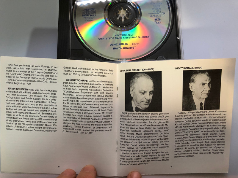 Ulvi Cemal Erkin: Quintet for Piano and String Quartet, 11 Piano Pieces / Nevit Kodalli: Quintet for Piano and String Quartet / Deniz Arman Gelenbe, Haydn Quartet / Hungaroton Classic Audio CD 1994 Stereo / HCD 31563 