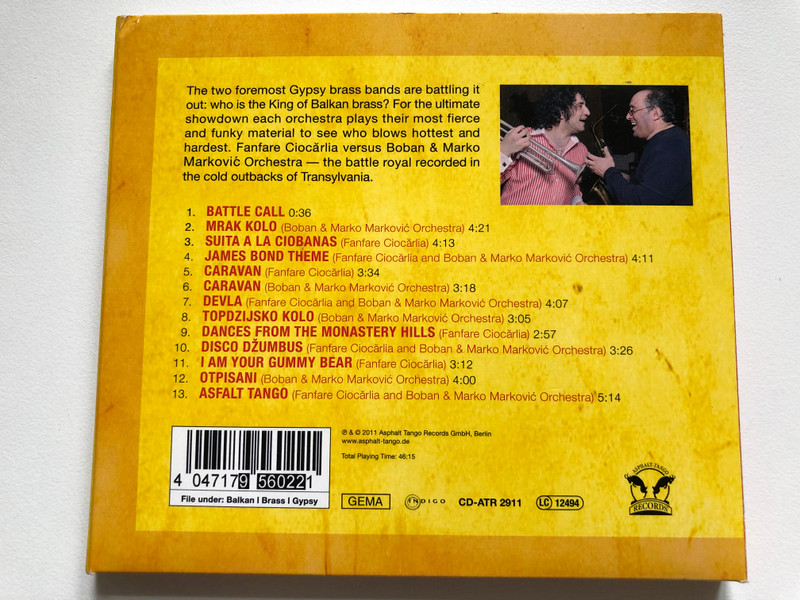 Balkan Brass Battle / Boban & Marko Marković Orchestra Versus Fanfare Ciocărlia ‎/ Asphalt Tango Records ‎Audio CD 2011 / CD-ATR 2911