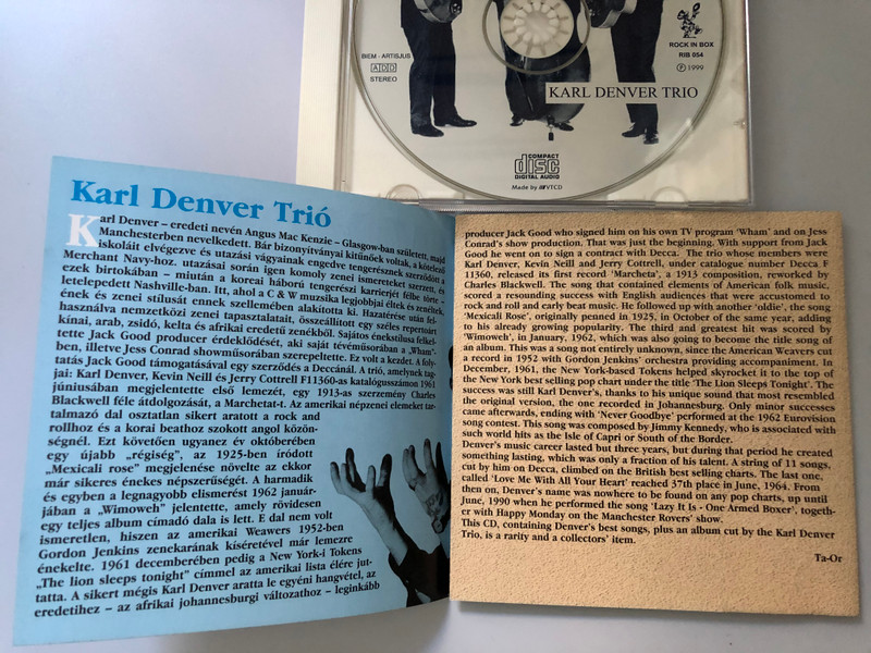 Wimoweh - Karl Denver / The Karl Denver Trio, Wimoweh / Rock In Box Records Audio CD 1999 / RIB CD 054