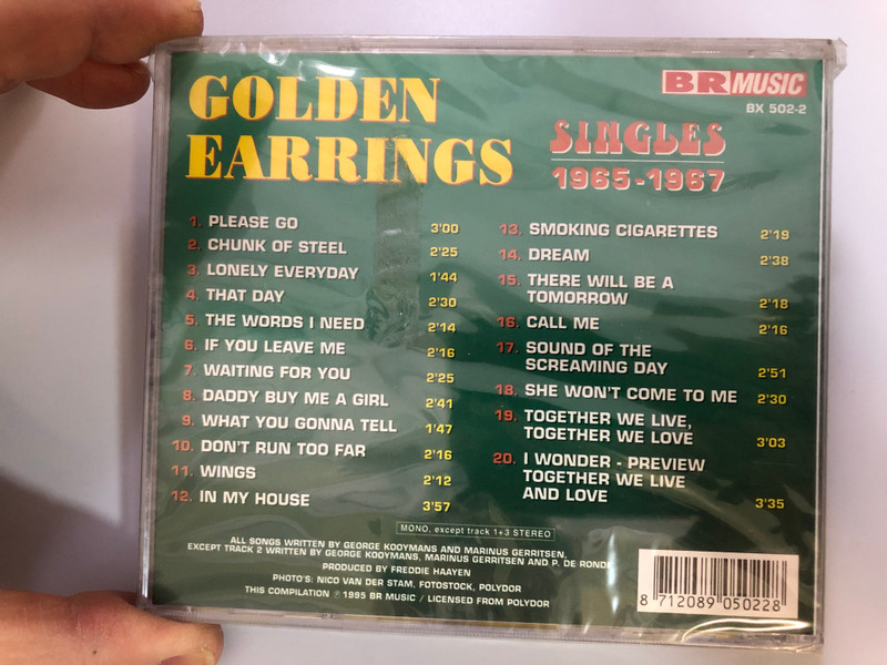 Golden Earrings ‎– The Singles / Please Go, That Day,  If You Leave Me, Daddy Buy Me A Girl, Sound Of The Screaming Day, Together We Live,Together We Love, and many others / BR Music ‎Audio CD 1995 / BX 502-2
