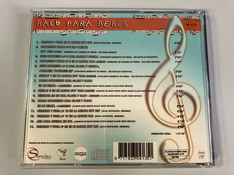 Bach bebes - Estimula, Relaja, Armoniza, Descansa / Musica Ninos 2x Audio CD 2008 / INF121