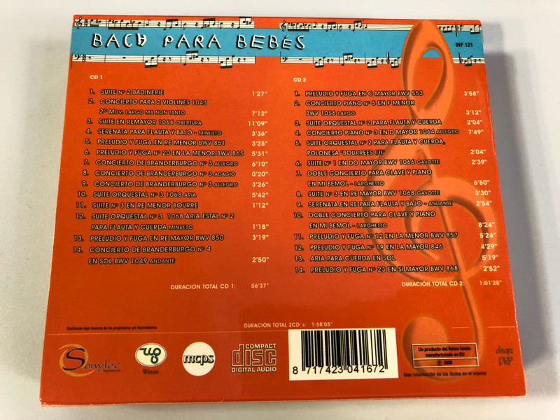 Bach bebes - Estimula, Relaja, Armoniza, Descansa / Musica Ninos 2x Audio CD 2008 / INF121