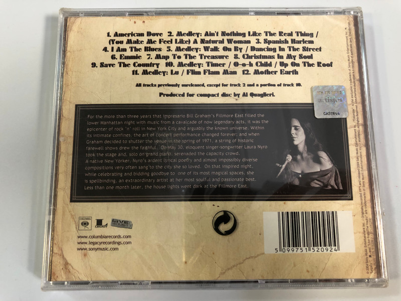 Laura Nyro – Spread Your Wings And Fly: Live At The Fillmore East May 30, 1971 / Columbia Audio CD / COL 515209 2