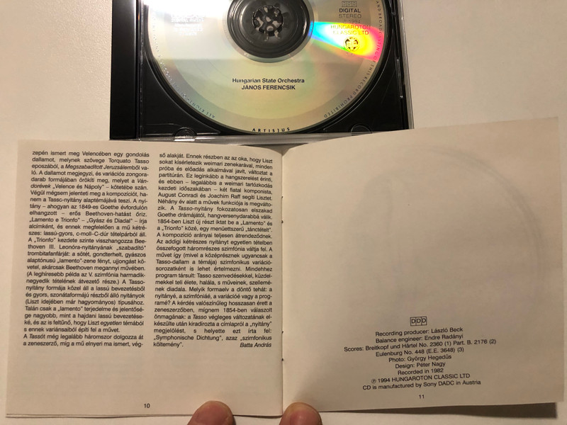 Ferencsik, Liszt - Tasso, Orpheus, Les Préludes / Hungarian State Orchestra / Hungaroton Classic Audio CD 1994 Stereo / HCD 12446