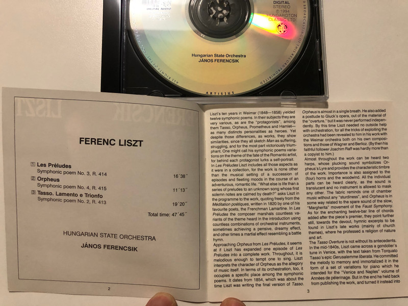 Ferencsik, Liszt - Tasso, Orpheus, Les Préludes / Hungarian State Orchestra / Hungaroton Classic Audio CD 1994 Stereo / HCD 12446