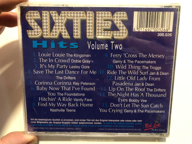 Sixties Hits - Volume Two / The Foundations, The Drifters, The Troggs, Gerry & The Packemakers, and many more... / Red Line Selection Audio CD / 300.026