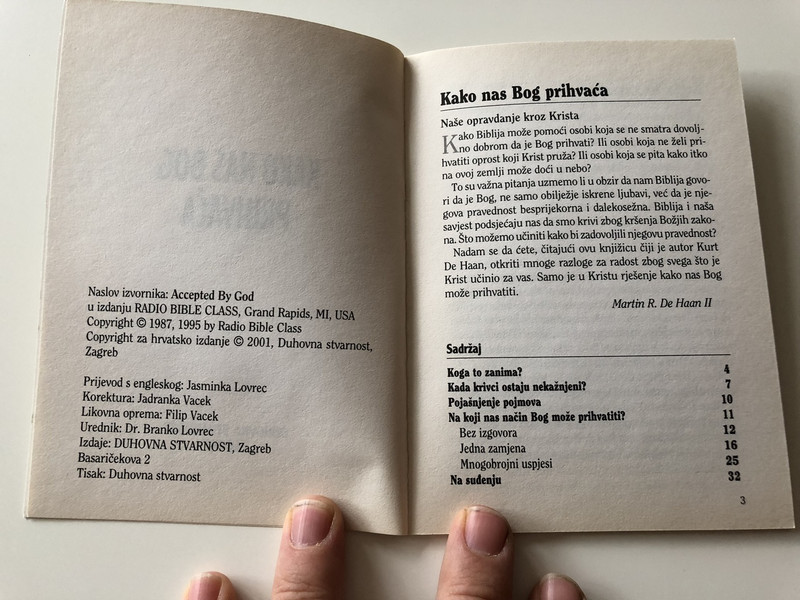 Kako nas Bog prihvaća / Croatian Language Booklet for New Believers / Accepted by God / Kurt De Haan / Paperback, 2001