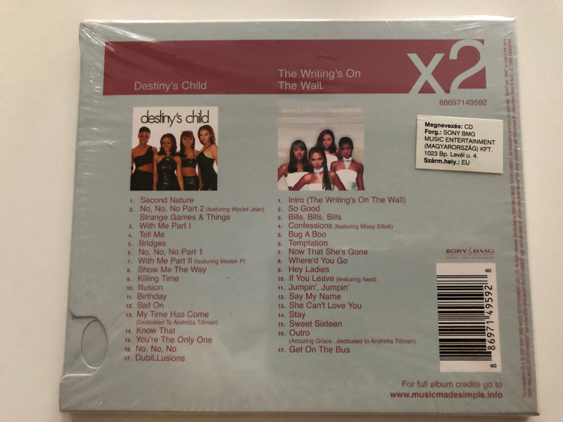 Destiny's Child – Destiny's Child, The Writing's On The Wall / Sony BMG Music Entertainment 2x Audio CD 2008 / 88697149592