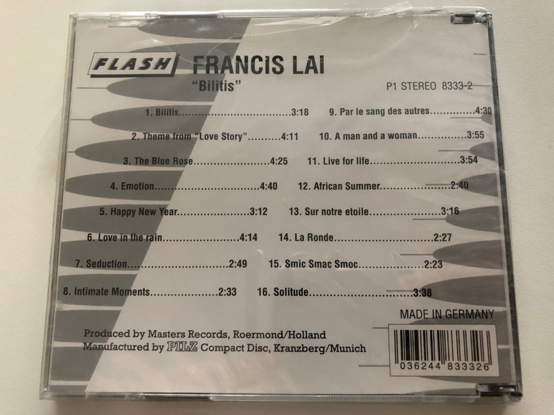 Francis Lai – ''Bilitis'' / Bilitis, Theme from ''Love Story'', Love In The Rain, Intimate Moments, Solitude, and others / Flash Audio CD Stereo / 8333-2