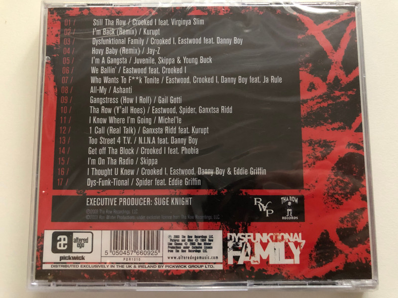 Dysfunktional Family / Ja Rule, Jay-Z, Ashanti, Juvenile, Kurupt, Crooked, N.I.N.A., Danny Boy, Eastwood / Death Row Records Audio CD 2003 / PDR1010